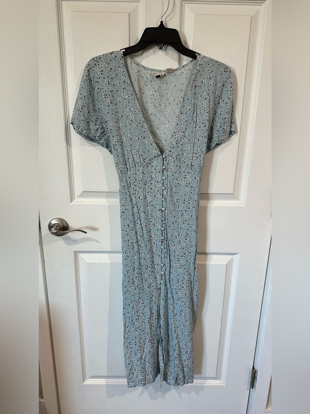 Roxy Light Blue Floral Button-Front Midi Dress
